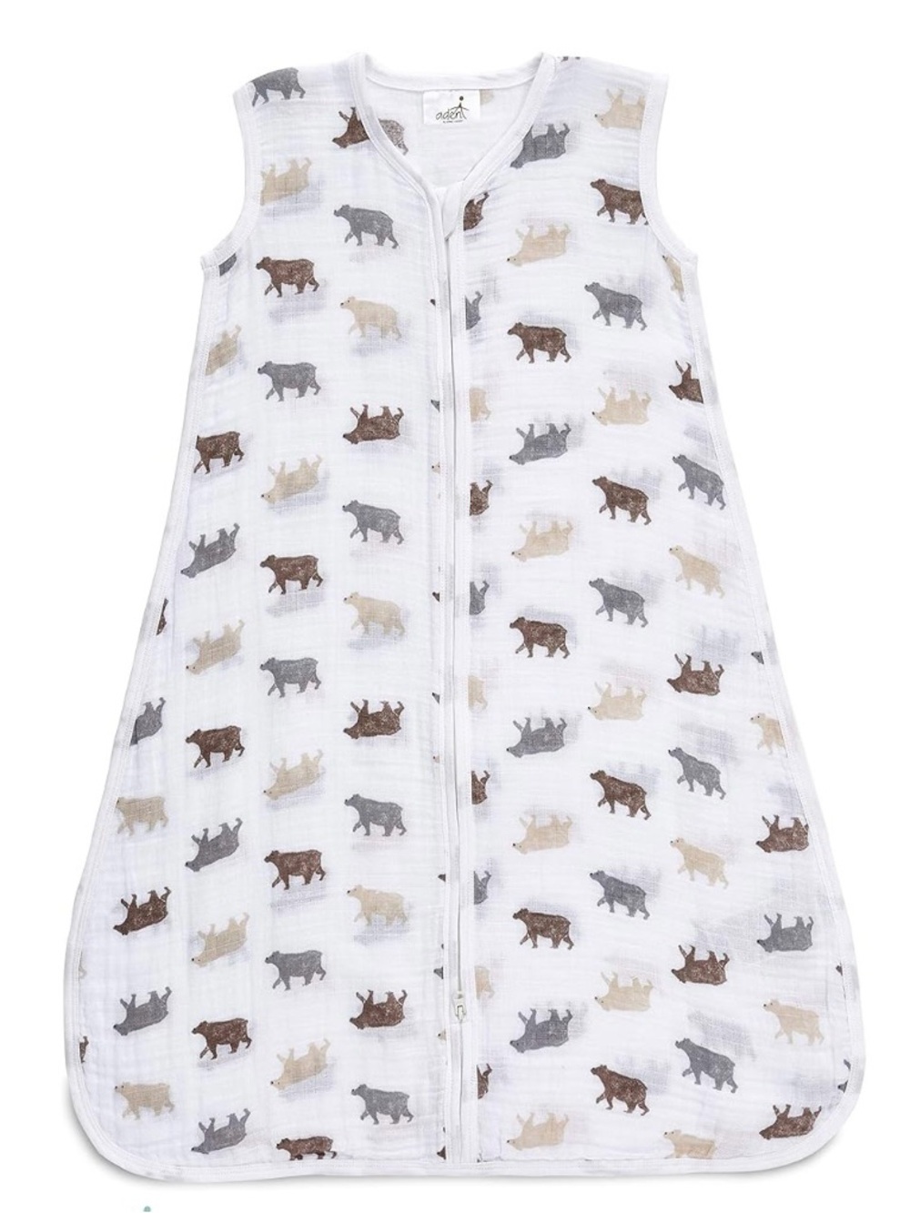 NWT Aden + Anais 100% Cotton Muslin Zip Sleep Sack Bear Woodland Size XL 18-24 M